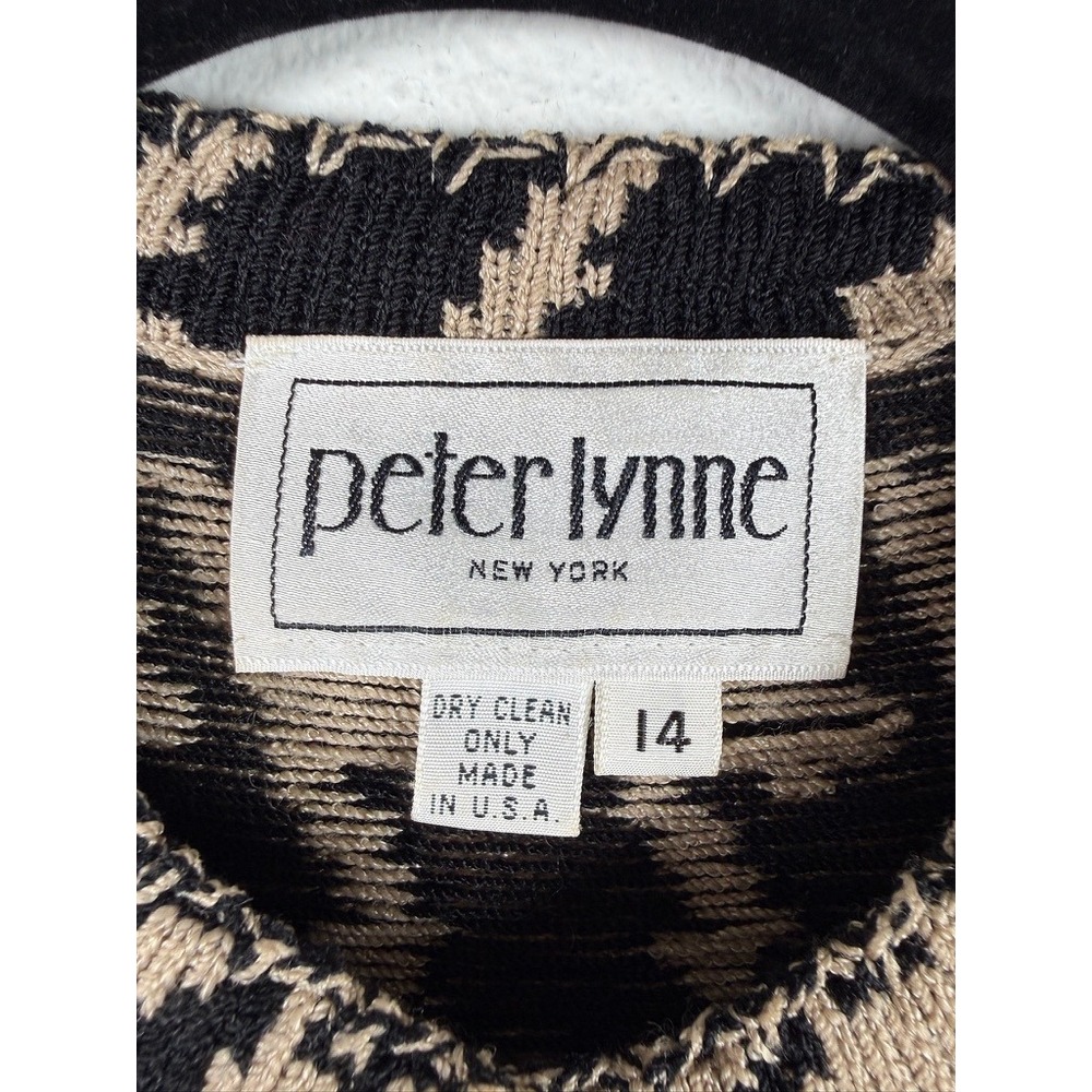 Peter Lynne New York Vintage Houndstooth Knit Cardigan Jacket Gold Buttons‎ 14 - Picture 2 of 5